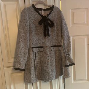 Elegant Tweed dress with Black Bow